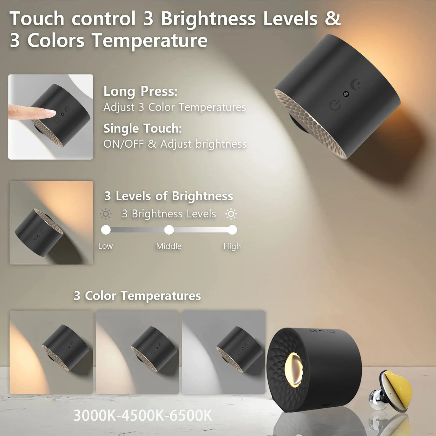 Remote Control Hallway Wall lamp Indoor nordic Led Touch lamp Flexible Mounted Magnet fixed led Rechargeable Bedside wall lamp