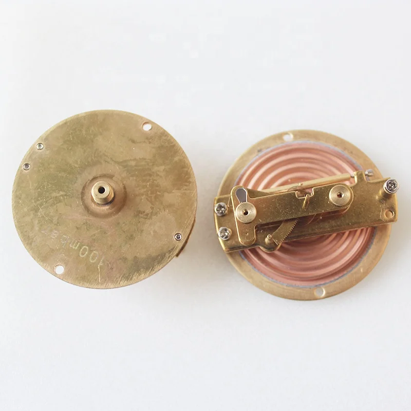 Beryllium diaphragm and movement assembly for diaphragm pressure gauge