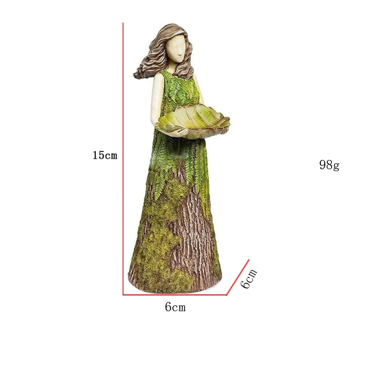 Resin Crafts Outdoor Garden Statue Courtyard Lawn Decoration Resin Decoration Fairy Tales Forest Girl Bird Feeder