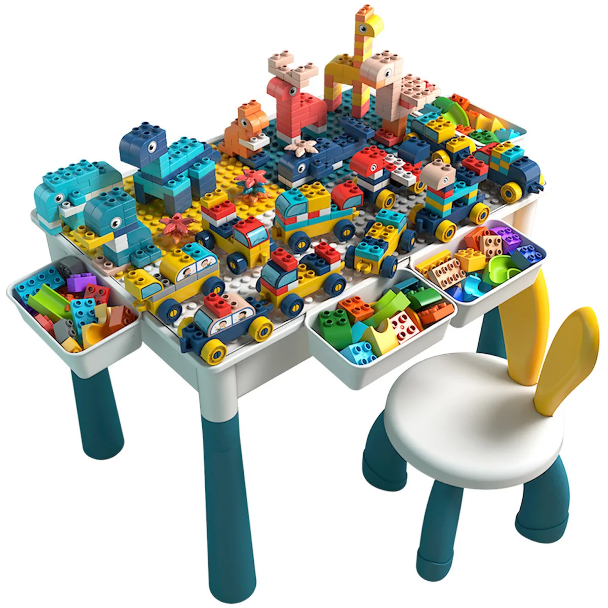 A598 2022 New Trend Plastic Kids DIY Assembly Educational Learning Toys Building Blocks Sets Table Chair for Kids