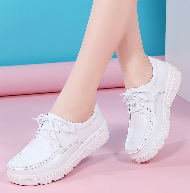 UP-1623J Women Soft Thick Sole Office Shoes Comfortable Nursing White Shoes for Ladies