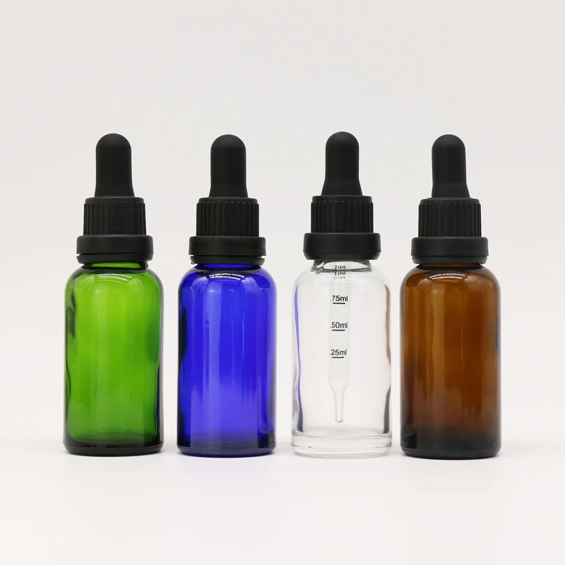 Good price skin care serum glass bottle amber  clear black blue green 10ml 20ml 30ml  custom color with glass dropper bottle