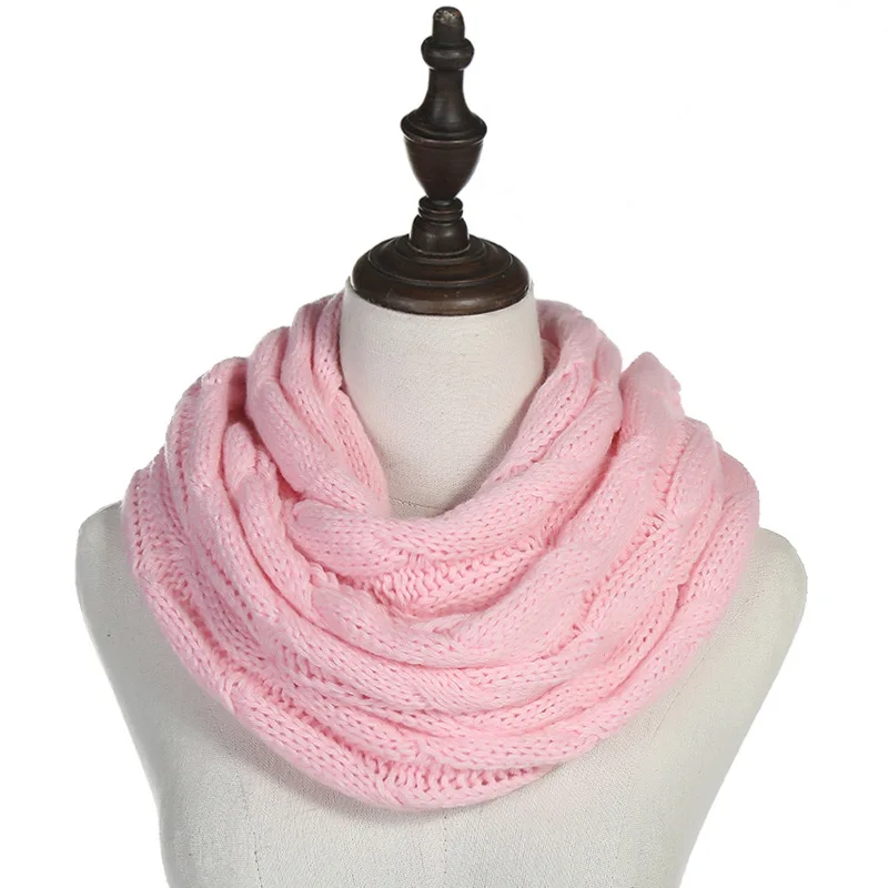 Women winter Knitted Snood Scarf Winter Infinity Scarves Neck Circle Cable Warm Soft Ring
