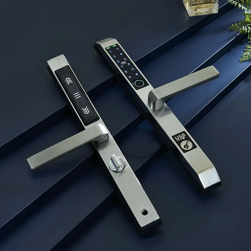 Advanced waterproof Digital Smart Electronic fingerprint  Aluminum Glass Door Lock