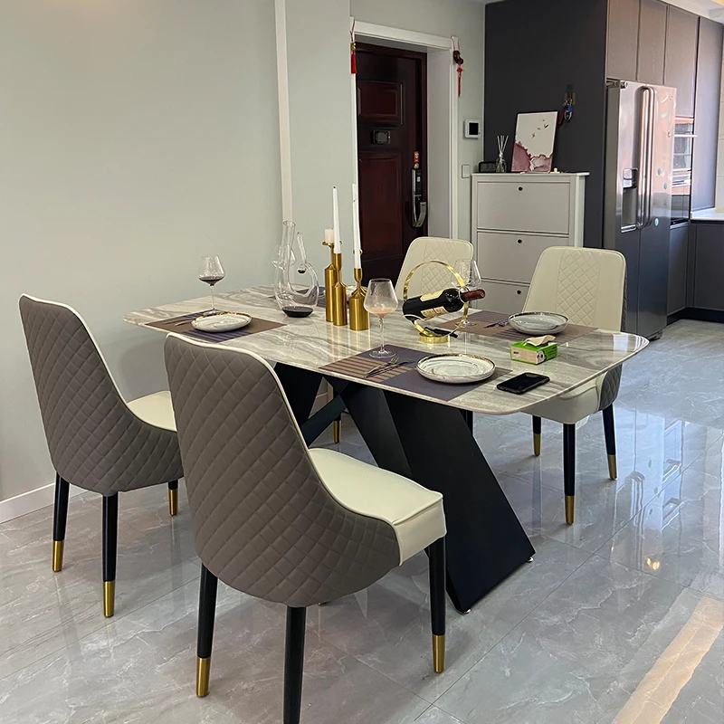2022 New Modern Nordic Style Dining Table Metal Leg Home Furniture Durable White Marble Table