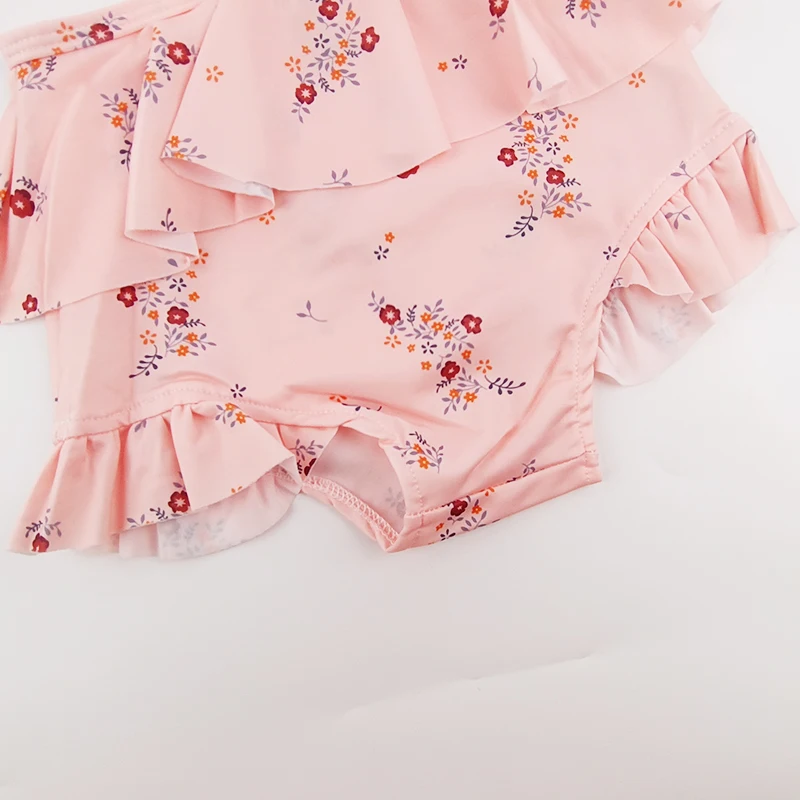 Pinuotu Infants Frill Floral Full Printing Customized Shorts Summer Ruffle Cute Botanic Baby Girl Swimming Trunks