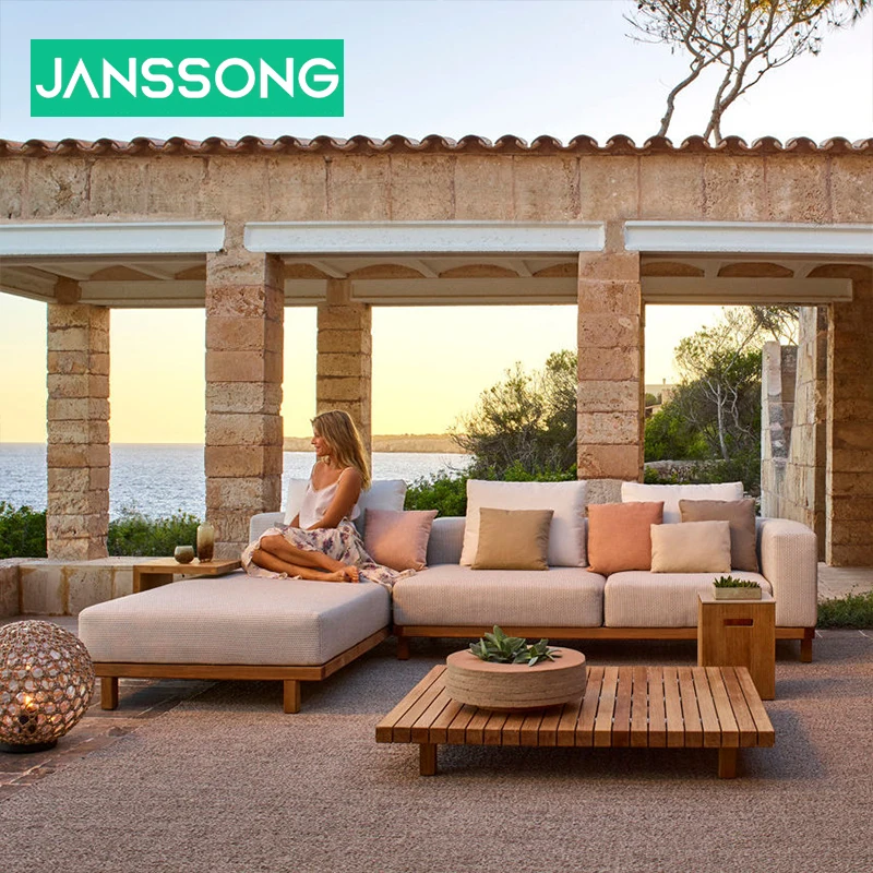 Lounge Lawn Outdoor Patio Furniture Outside Corner Garden Furniture  Luxury Teak Outdoor Sofa Sets