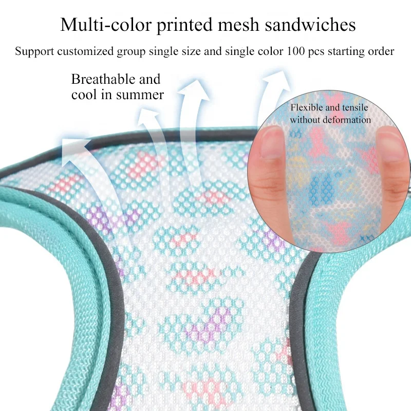 Leopard Print Breathable Mesh Cat Dog Harness and Leash Set Small Medium Pet Cat Harnesses