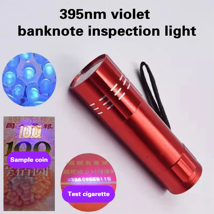 Howlighting 9 LED Violet Torch Mini Aluminium Banknote Checking Torch UV Curing Fluorescent Test Light