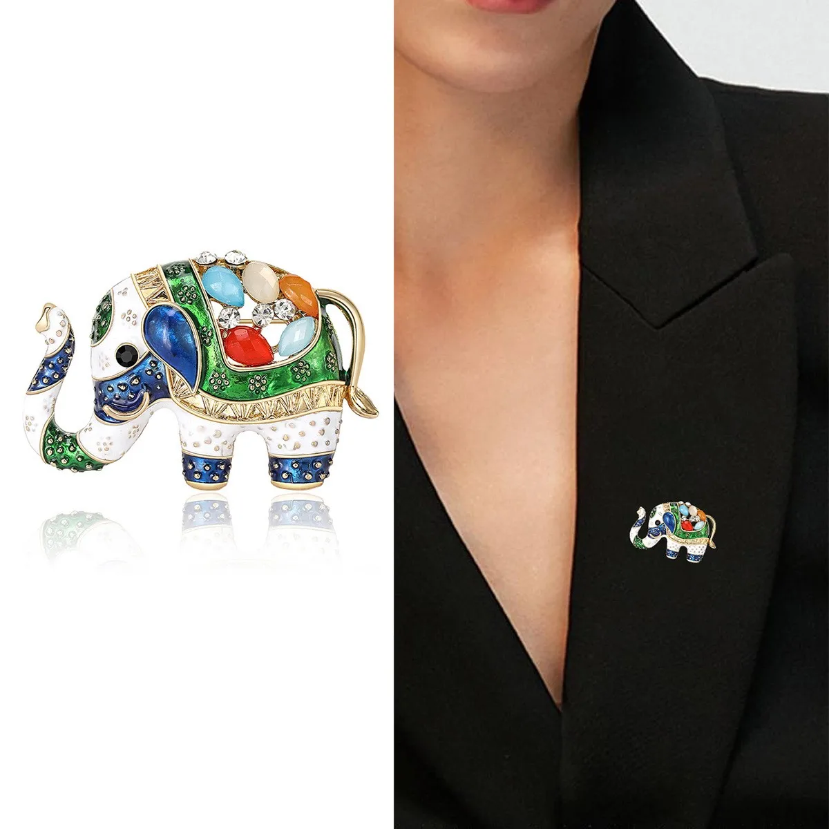 Wholesale Retro Animal Elephant Brooch Pins Rhinestone Brooch Funny Broaches For Men Women Clothing