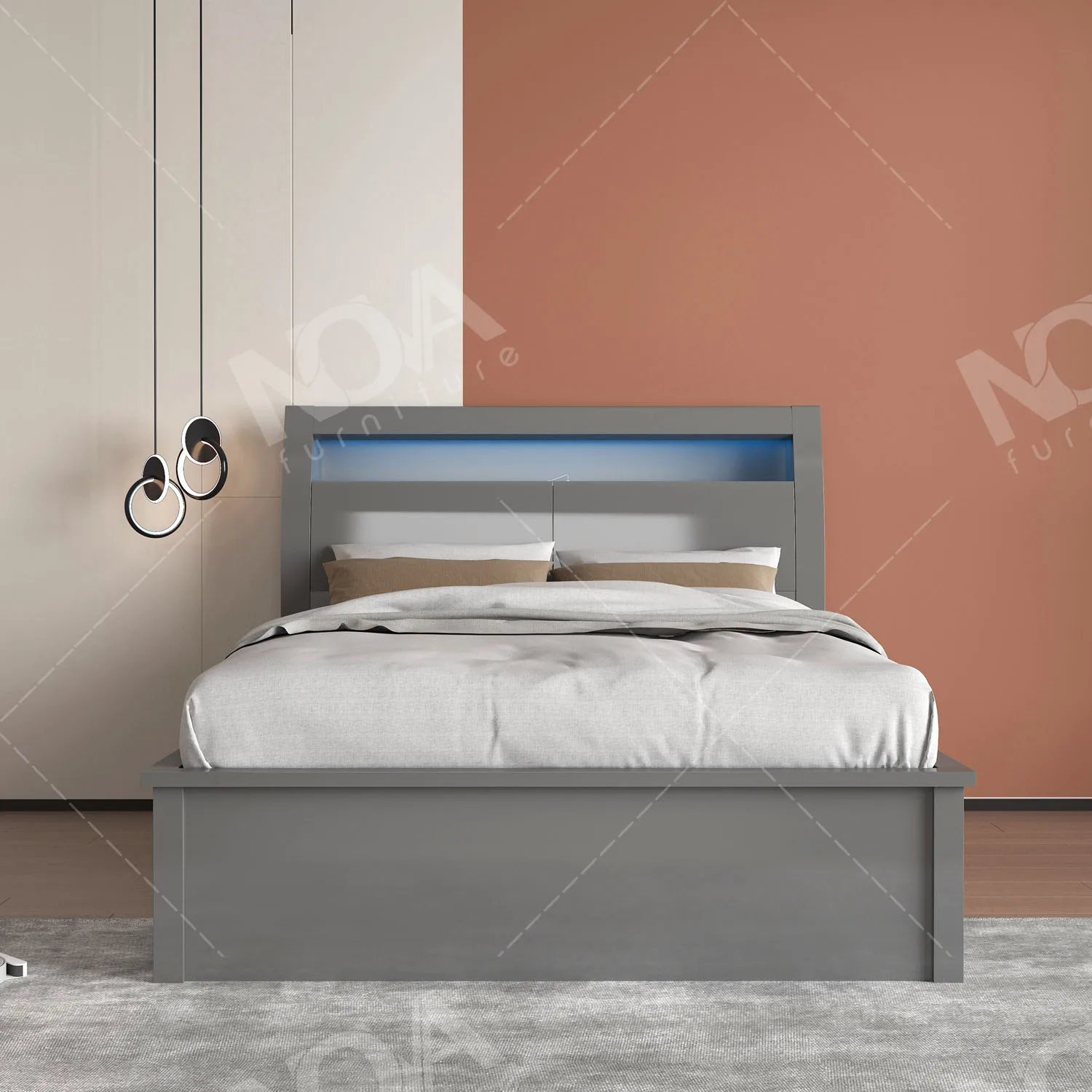 NOVA Hotel Bedroom Lift Up Storage Bed High Gloss Painting Master Bedroom Double Bed Modern Bedroom King Size Bed With Storage
