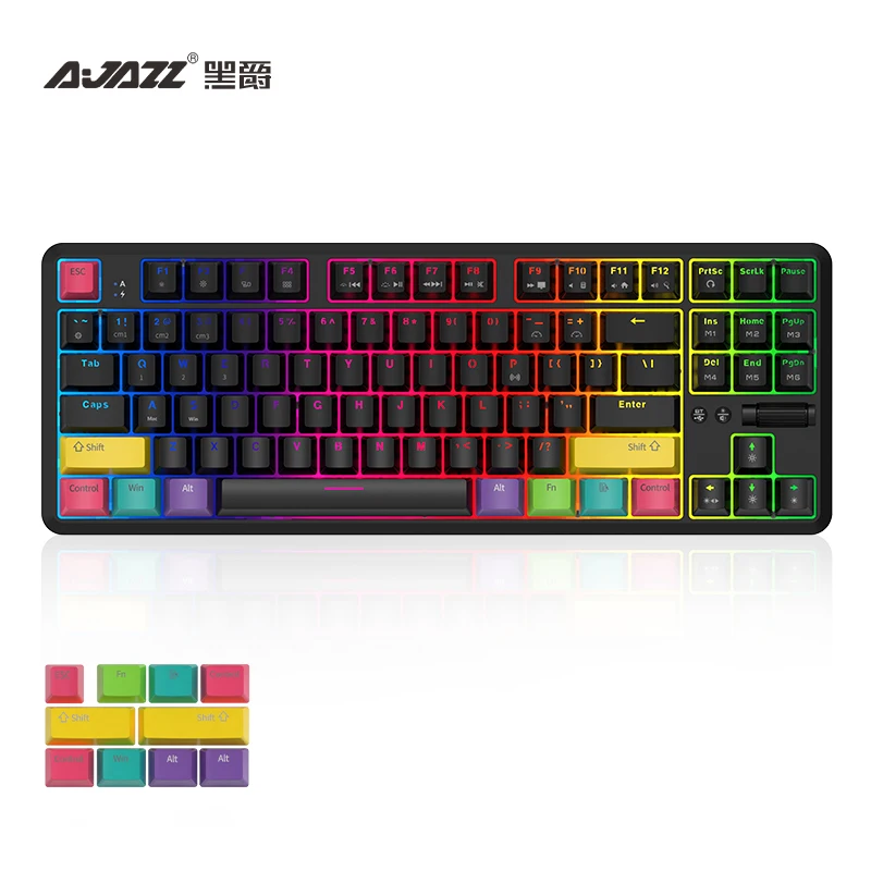 NACODEX K870T 87-key Black Blue Switch Hot-swappable Programmable mechanical keyboard BT 5.0 wired dual-mode RGB backlight