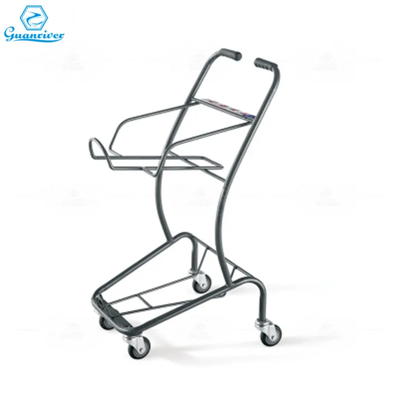 Japanese style Customized Supermarket 2 Tier Shopping Trolley With Double Baskets