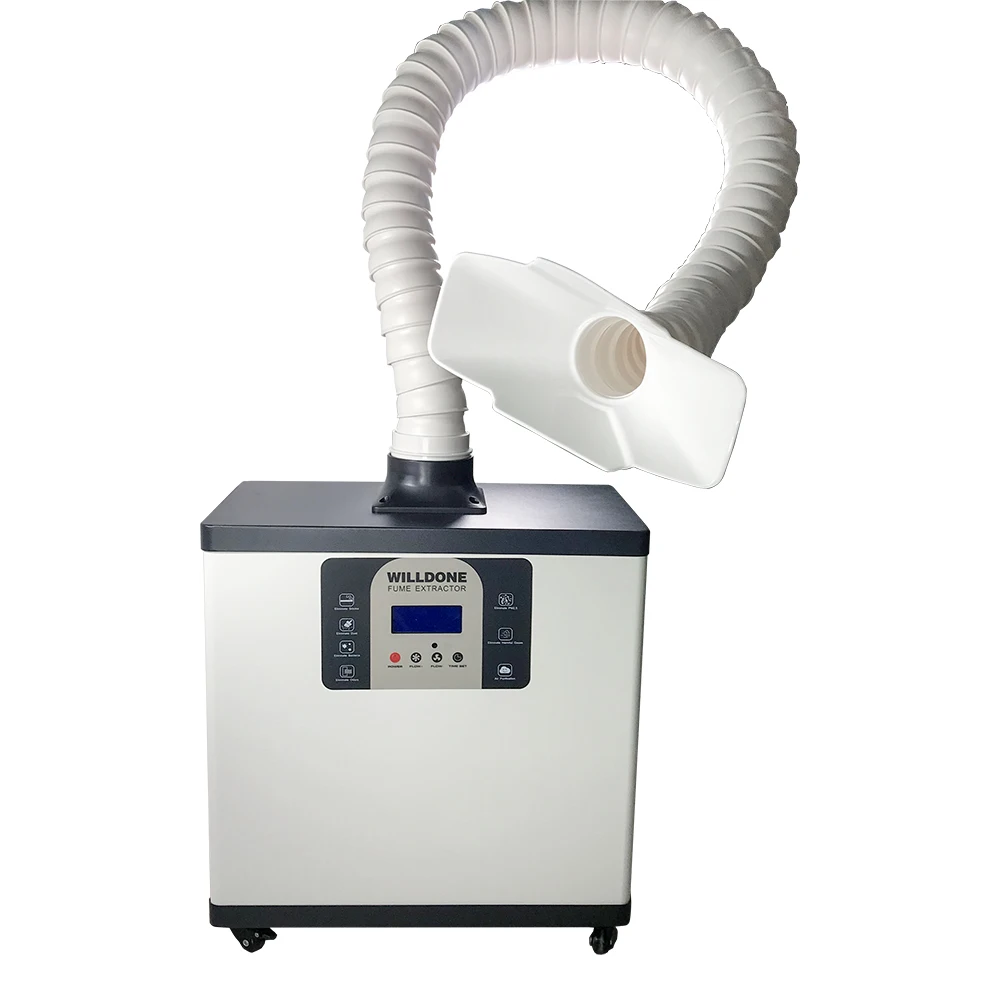 High filtering efficiency welding fume extractor for small workshops