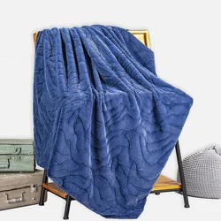 Ultra Warm  Polyester Blanket Double Layer Faux Fur Minky Reversible Throw