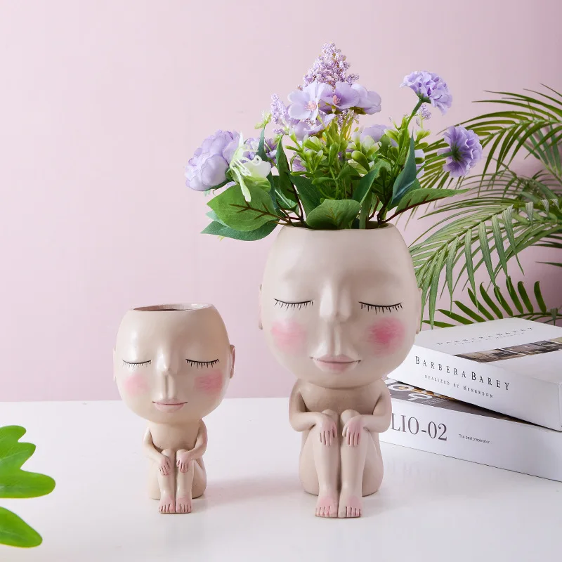 Wholesale resin vases cute girl body home decor vase