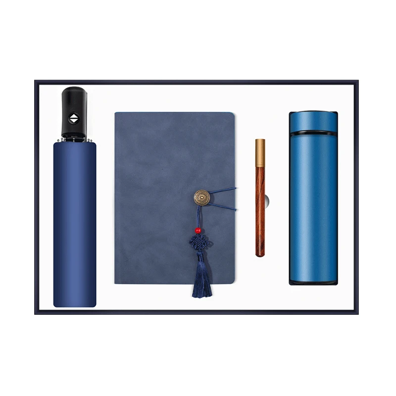 High Quality Luxury Business Gift Set Metal Ball Point Pen A5 Notebook Vacuum Flask Umbrella-for Christmas Corporate Gifting