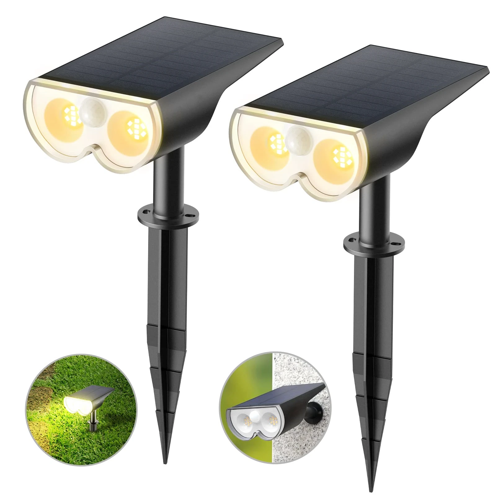 Outdoor Solar Lamps with Motion Detector IP65 Waterproof Outdoor Wall Light 3000K Warm White 300Lm Bright Solar Light for Garden