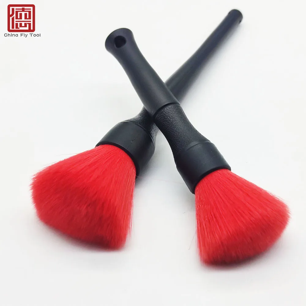 
CTCC049 Premium Quality Dark Red Color Soft PBT Wave filament car detailing brush and car cleaning brush 