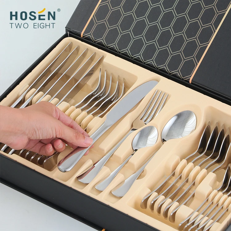 Wholesale Luxury Gold Knife Sets Stainless Steel Gold Spoon Set Gold Plated 72Pcs Cutlery Set With Gift Box
