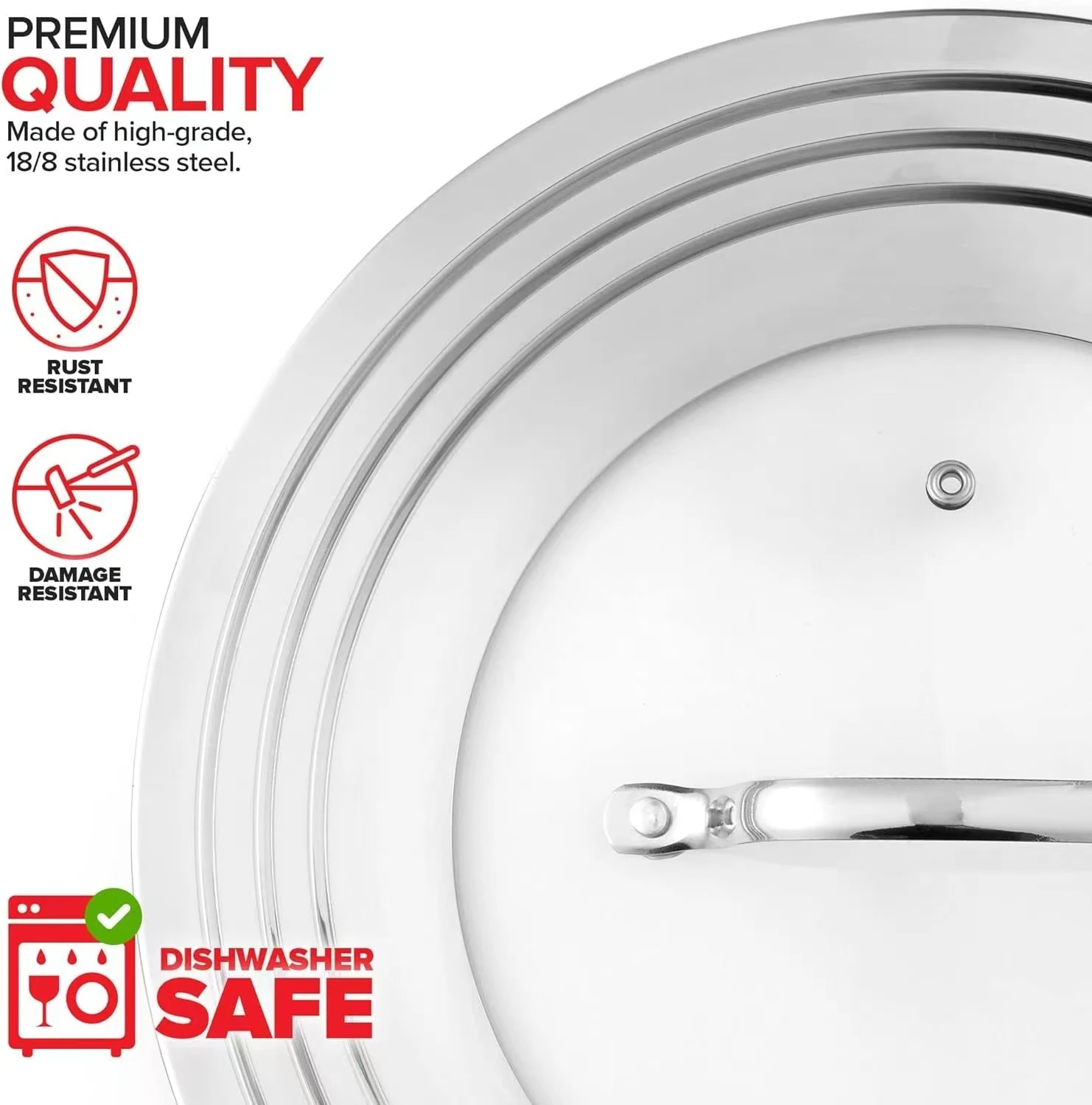 Universal Tempered Glass Lid for Pots & Pans Fits 8.25-12 Inch Stainless Steel Cookware