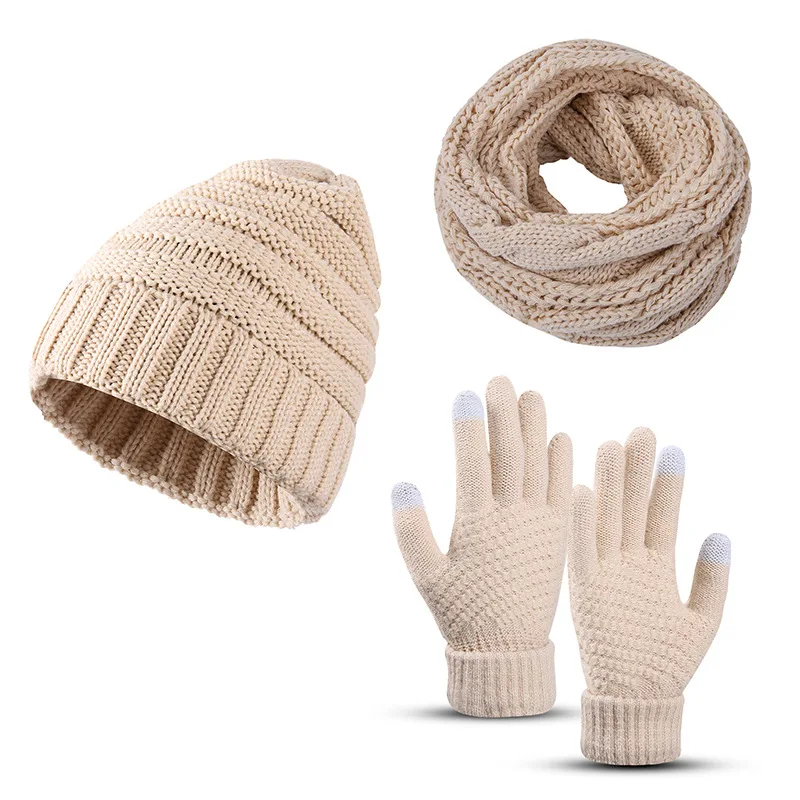 Explosive Models Winter Hats And Scarf Knitted Women Winter Hat And Scarf Set Knitted Hat Mittens Scarf Set