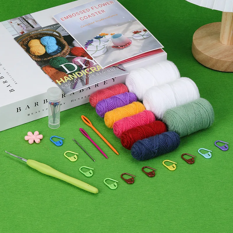 Relief Flowers Knitting Craft Diy Crochet Kit for Beginners