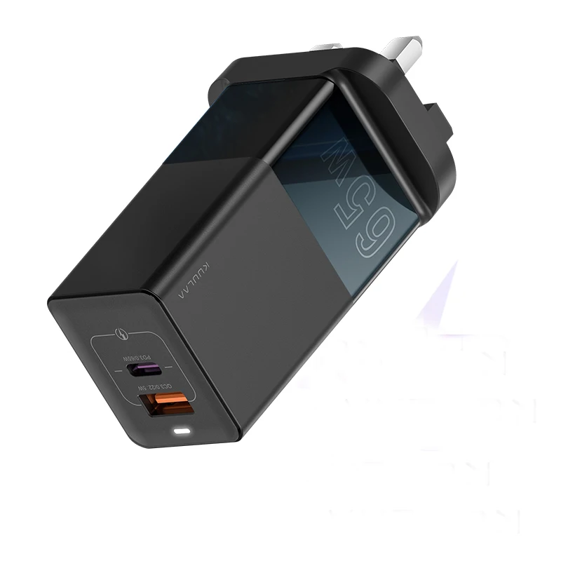  Лучший универсальный 2 порта USBC QC3.0 PD Великобритании стандартный разъем 3-контактный сетевое быстрое 65 Вт Ган мобильного телефона адаптер зарядного устройства с помощью портов типа C и