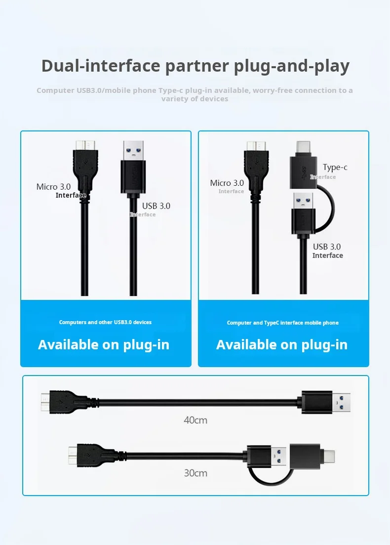Tool Free Function Portable Laptop Plastic USB 3.0 External Storage 2TB 2.5 Inch Hard Drive Enclosure SATA HDD/SSD Case