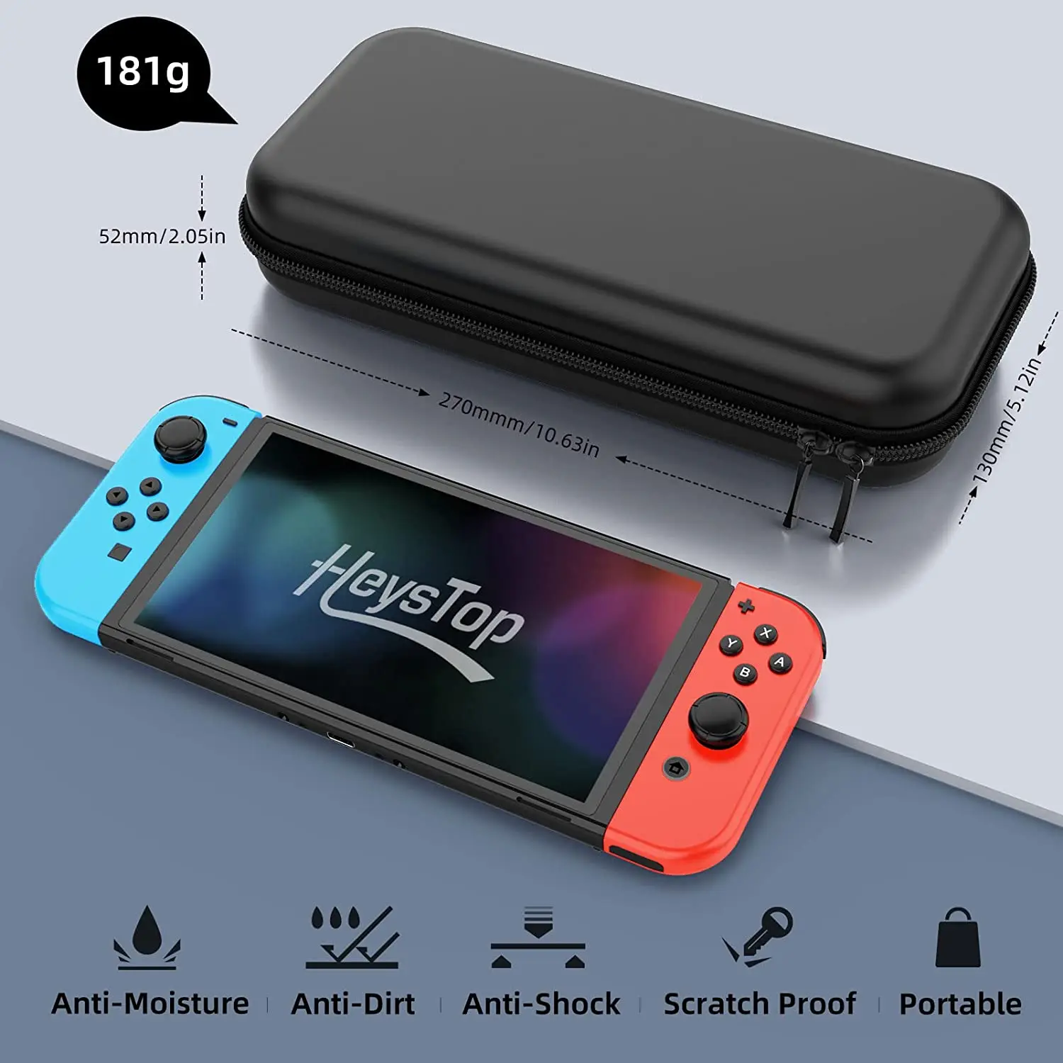 Switch Case Compatible with Nintendo Switch 9 in 1 Accessories kit with Carrying Case, Protective Case, HD Protective Film