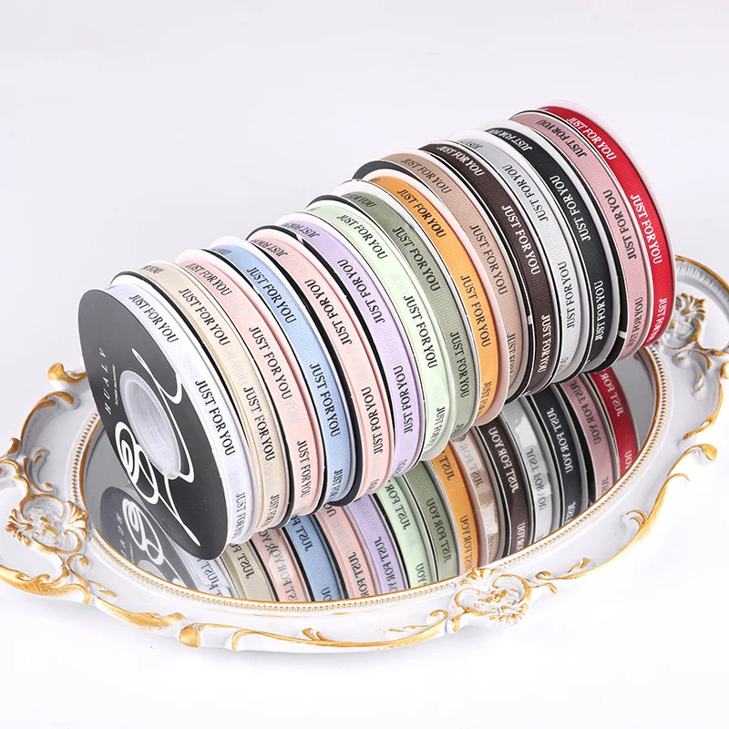 High Quality Custom Logo Just You Bouquet Ribbon Colorful Polyester Satin Ribbon For Gift Packaging
