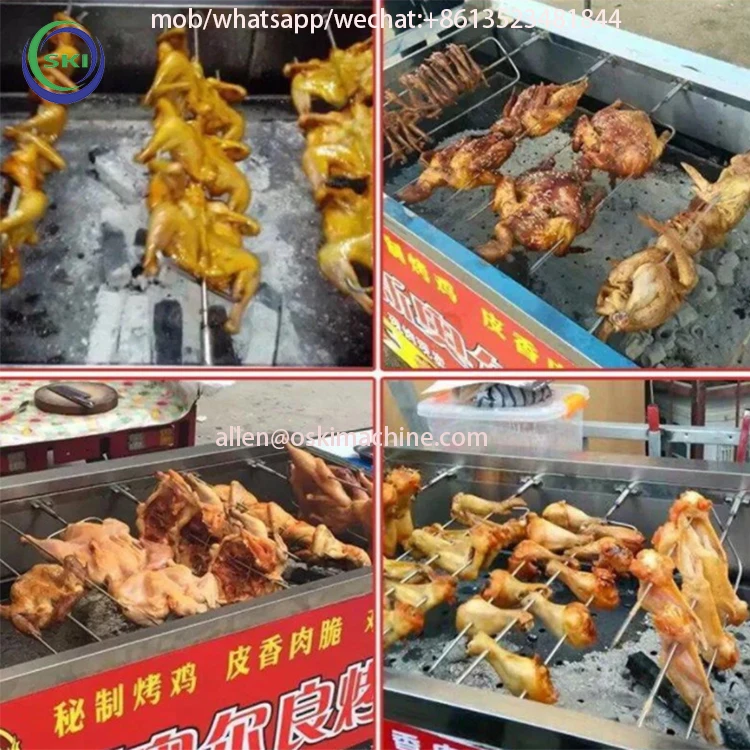 Gas Smokeless Roast Chicken Oven Automatic Rotary BBQ Cart Orleans Roasted Chicken Thighs and Wings