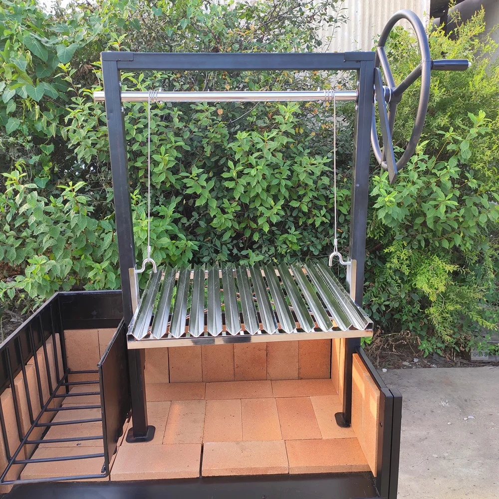 Open front brick lined argentina santa maria stainless bbq grill trailer