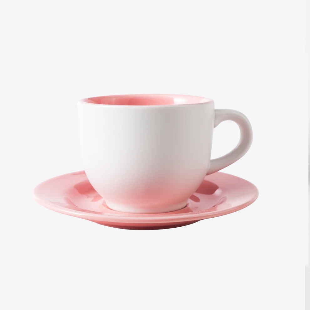 Shengjing Cheap Pink 220ml Coffee Cup Sets Glossy Ceramic Drinkware For Coffee Shop Chinese Teaware