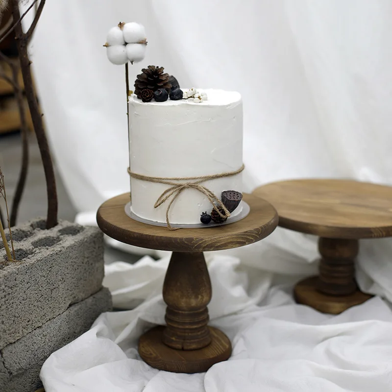 Wedding Nordic Style Dessert Table Wooden Cake Plate Mo Ri Wood Stand Tall Snack Acacia