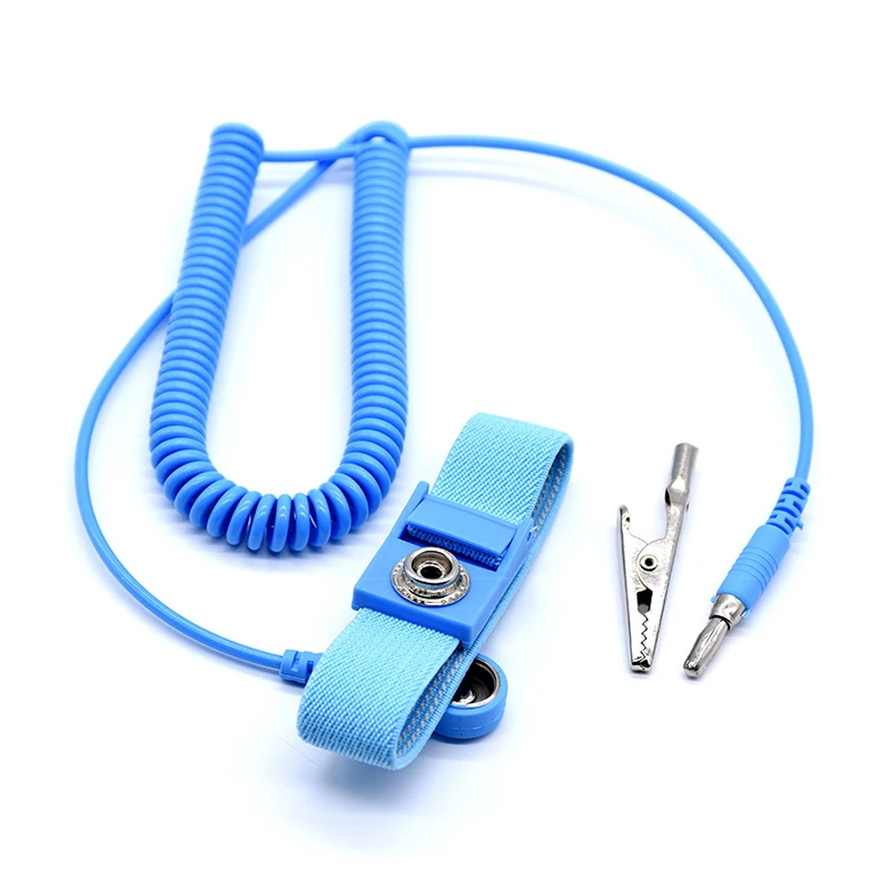 ESDELES Adjustable and High-quality Antistatic Wristband Bracelets with Grounding Wire ESD Grounding PU Wrist Strap