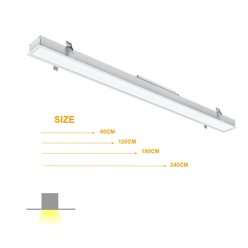 Custom Ceiling Recessed LED Linear Light 20W-80W Linear LED Lighting with Dali System Aluminum PR for Office Use