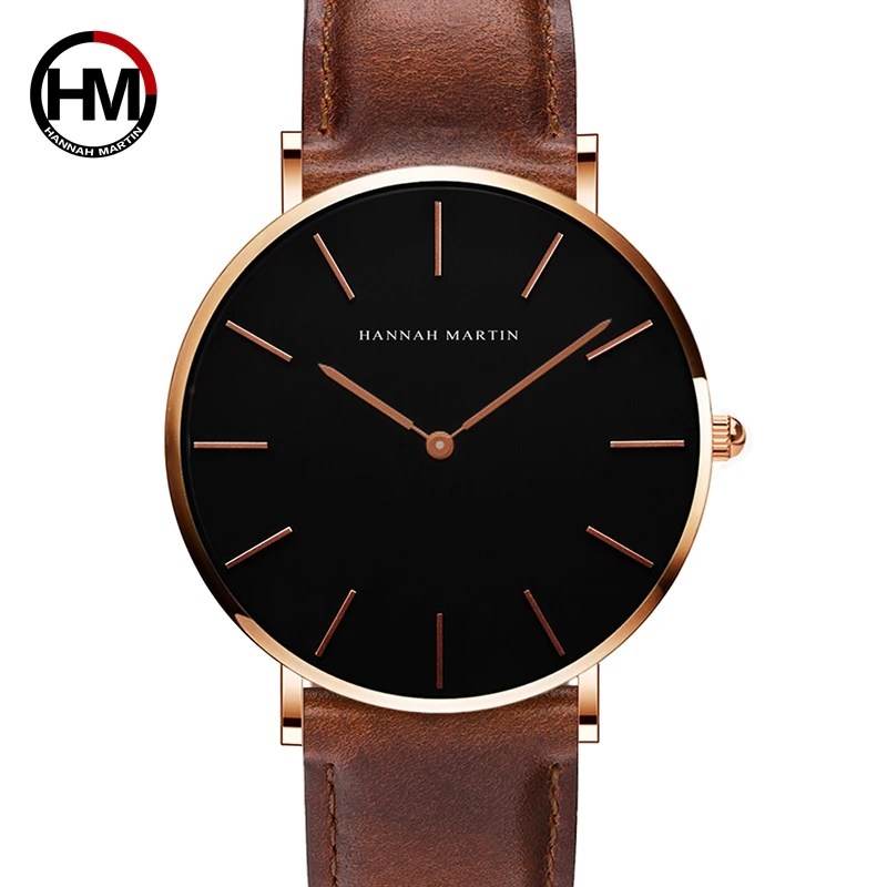Hannah Martin CH02 Men Watch Top Brand luxury Life Waterproof Quartz WristWatch Fashion Leather Business Boys Watches