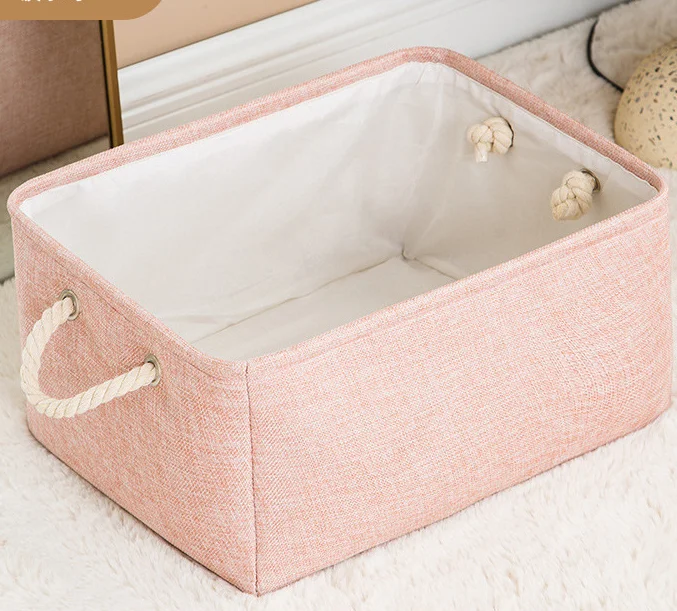 Fabric storage basket Decorative linen closet basket with handle for organizing shelves Toys Clothes Home office nursery