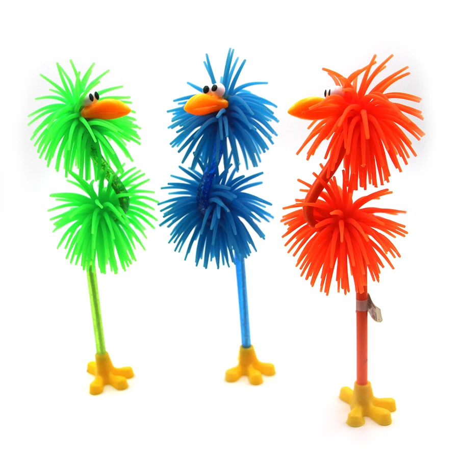 New design bird shape rubber silicone standing ball pen flamingo shape soft rubber animal pen