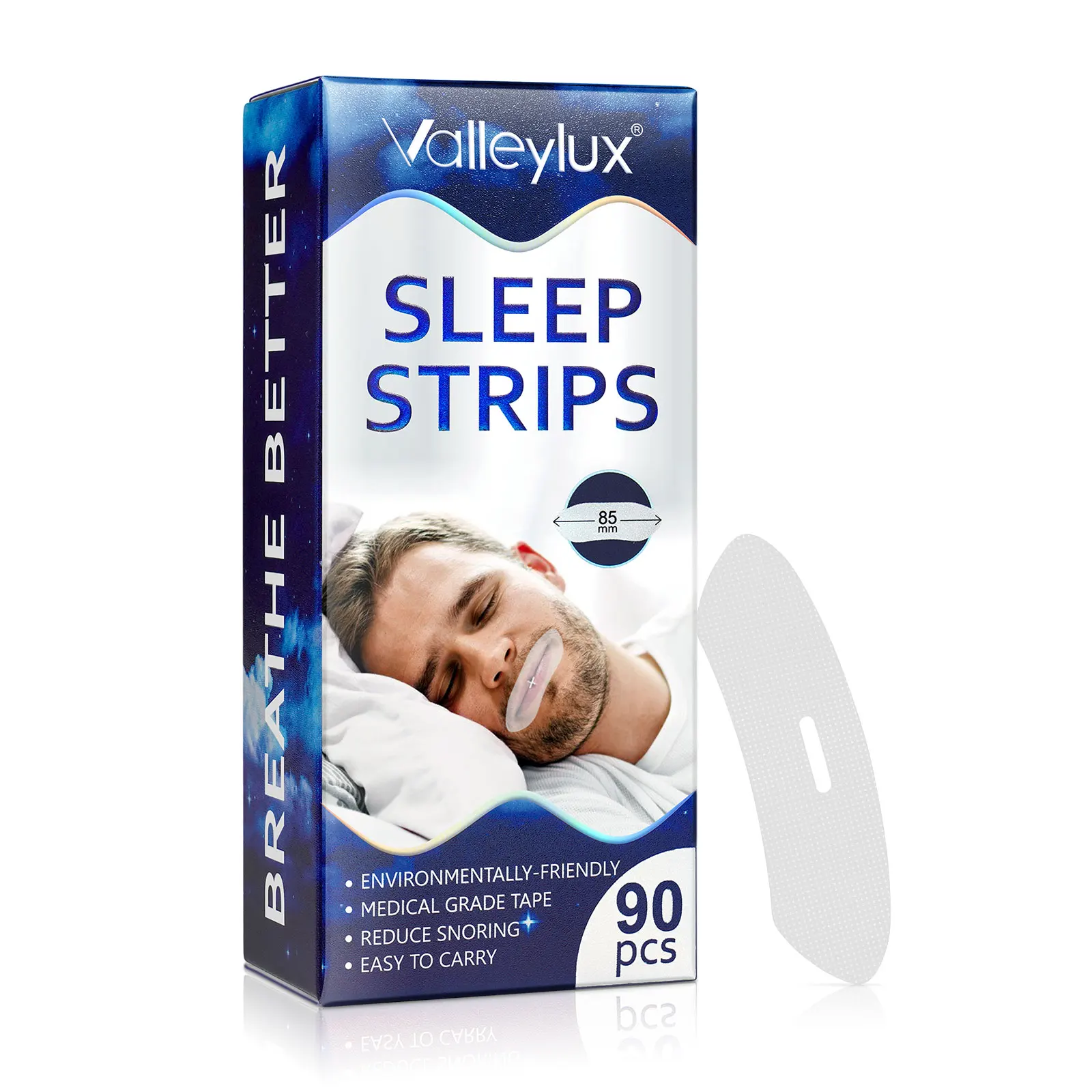 ValleyLux  Medical Material 90 Pcs Sleep Strips Mouth Tape Improves Sleep Relieves Snoring