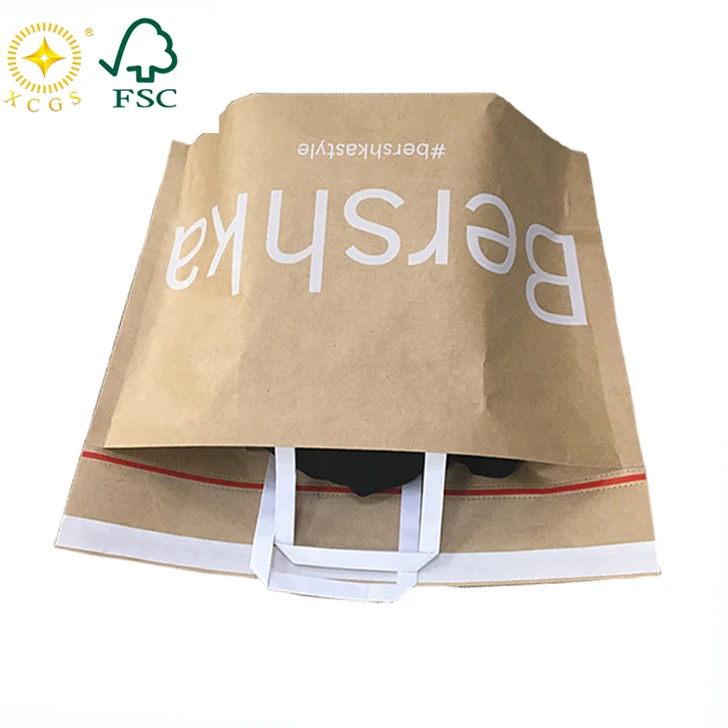 Custom 100% Biodegradable Gusset Brown White Kraft Paper Bag Mailer Envelope for Clothes