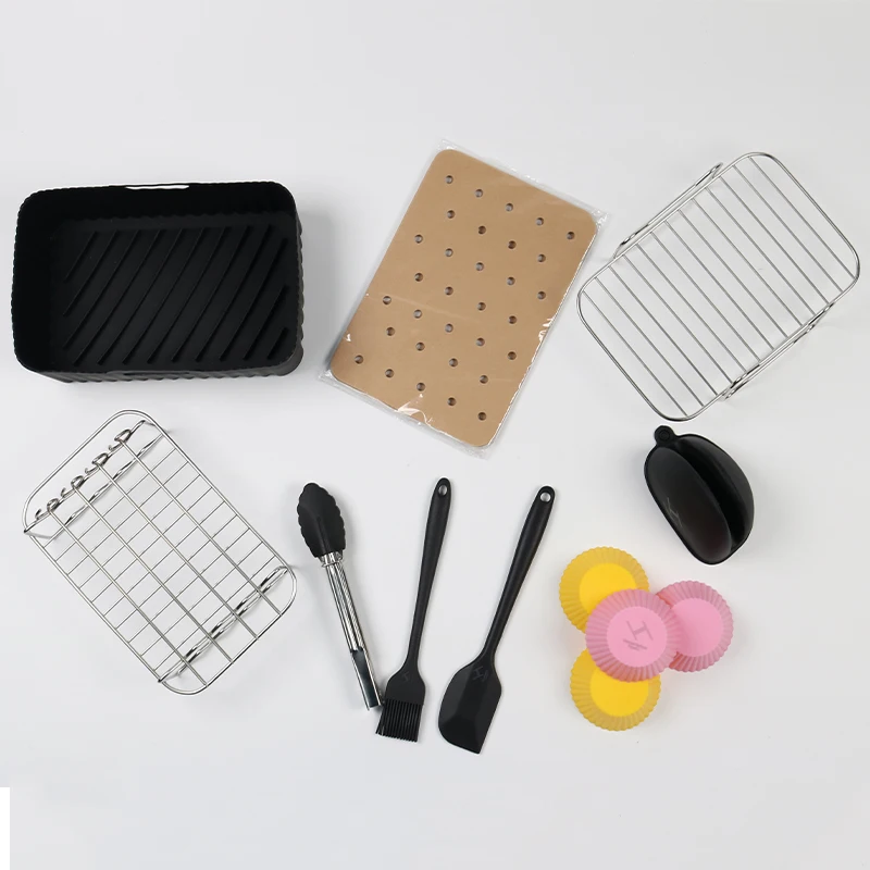 Custom Logo 2PCS Pack Durable Rectangle Airfryer Silicone Pot Reusable Air Fryer Silicone Liners for Ninja Dual Basket Air Fryer