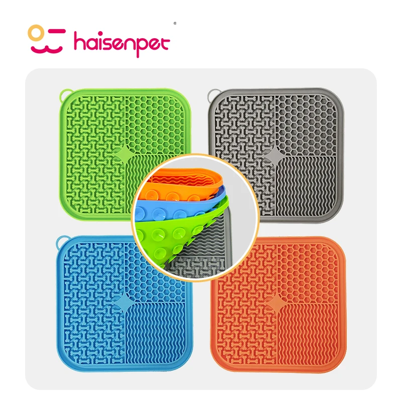 Custom Oem Odm 20*20*1cm Control Eating Speed Silicone Dog Lick Mat