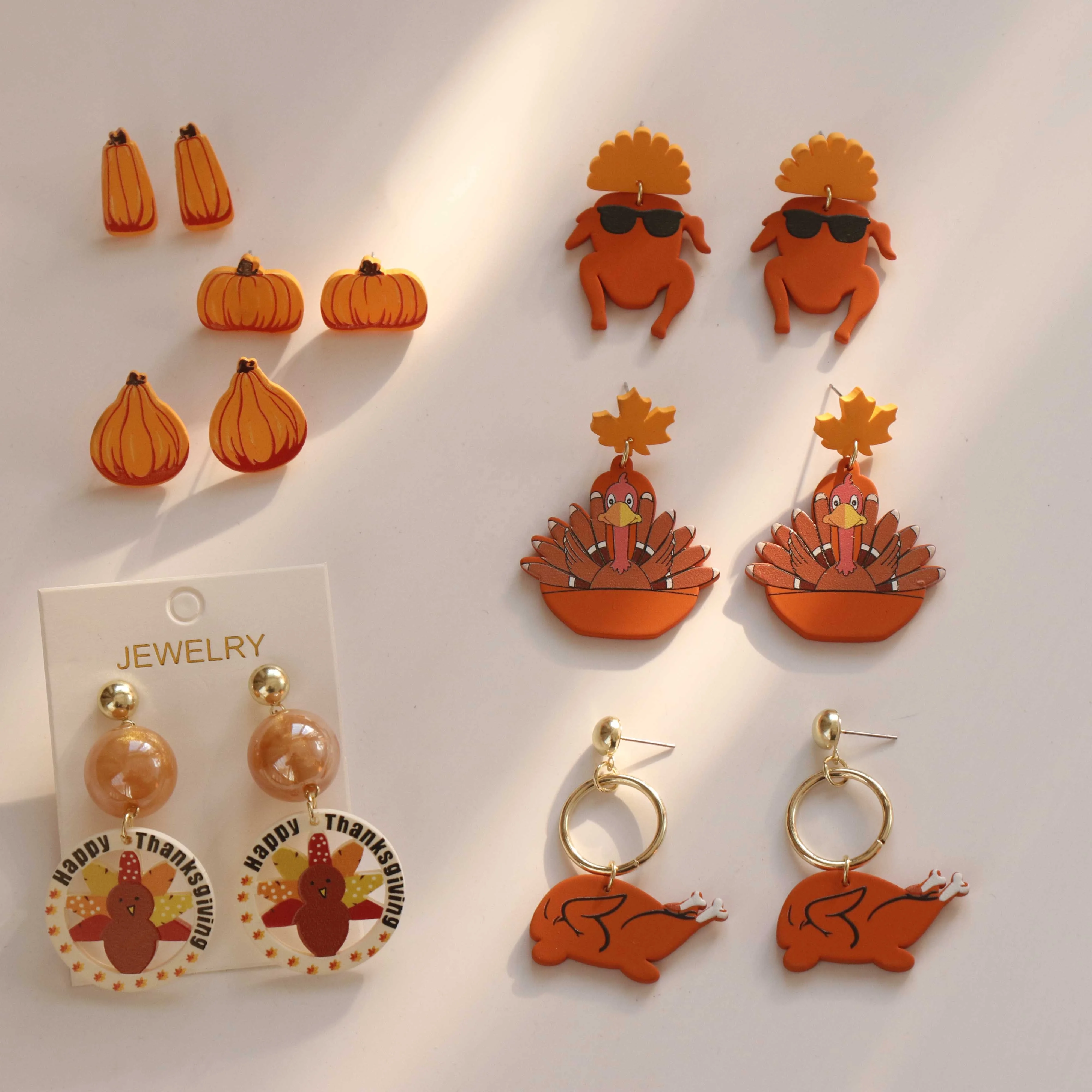 JUHU new in Orange Easter pumpkin Turkey roast chicken Acrylic earrings new fashion cute long jewelry 2022 trendy