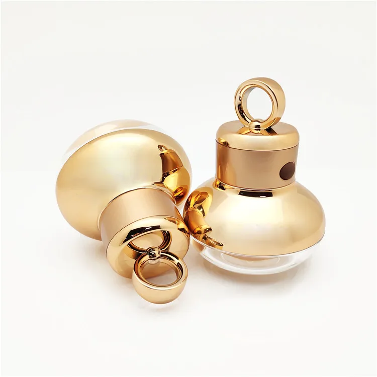 15g 30g 50g Luxury Empty Cosmetic Vibrating Massager Plastic Acrylic PMMA Eye Cream Skin Care Jar with Gold Lid