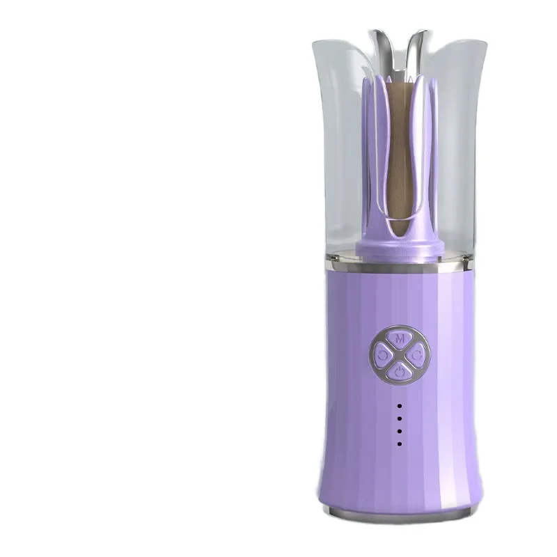 Portable Rechargeable Wireless Curling Iron LED Temperature Automatic Rotation Transparent Blue Light Travel Cross-Border