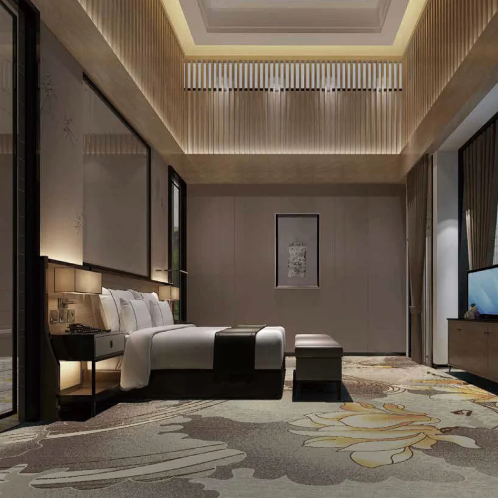 Comfortable Wall to Wall Polyester/Nylon Carpet Rolls 5 Star Custom Commercial Printed Carpet