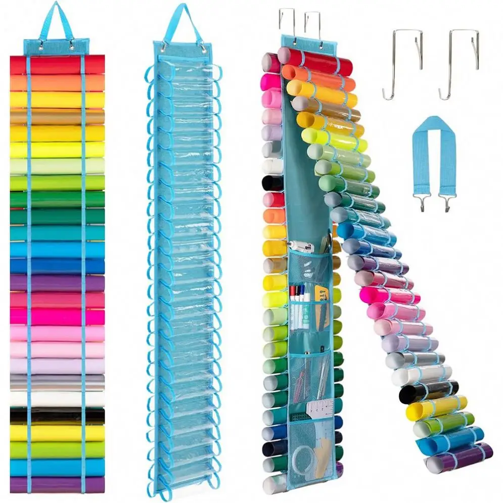 Wall Mount Vinyl Roll Storage Rack Craft collapsible Vinyl Organizer Wrap Organizer with 24 Compartments