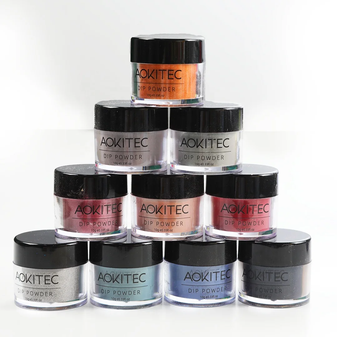 Aokitec bulk holographic red neon pink white solid acrylics chrome nail pigment powder